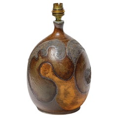 Stoneware lamp with geometric decoration by Georges Martin, circa 1970-1980.