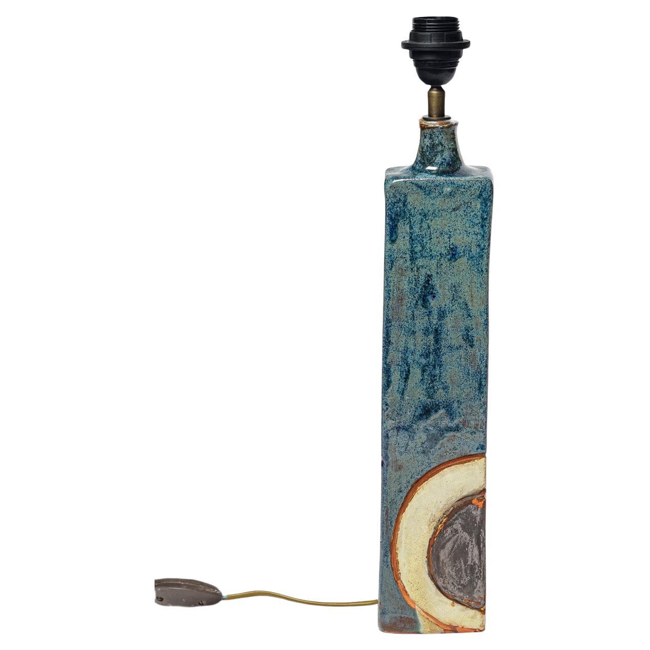 Stoneware lamp with geometric decoration by Georges Martin, circa 1970-1980.
