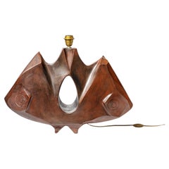 Lampe en grès à décor géométrique de Georges Martin, vers 1970-1980.