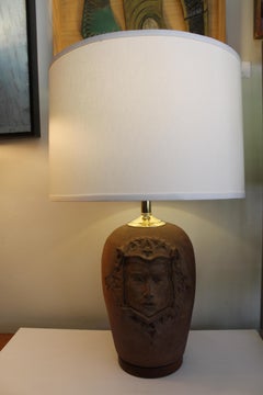 Stoneware Lamp with Gothic Face