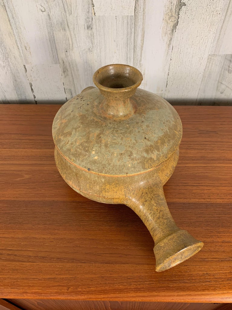 Mid-Century Modern Stoneware Lidded Bowl with Handle For Sale