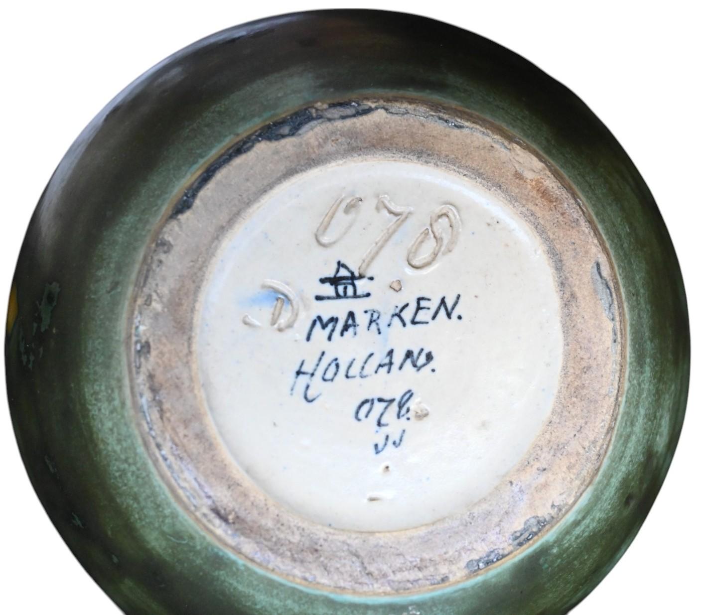 Dipinto a mano Vaso in gres Marken Gouda Holland, inizio 1900 in vendita