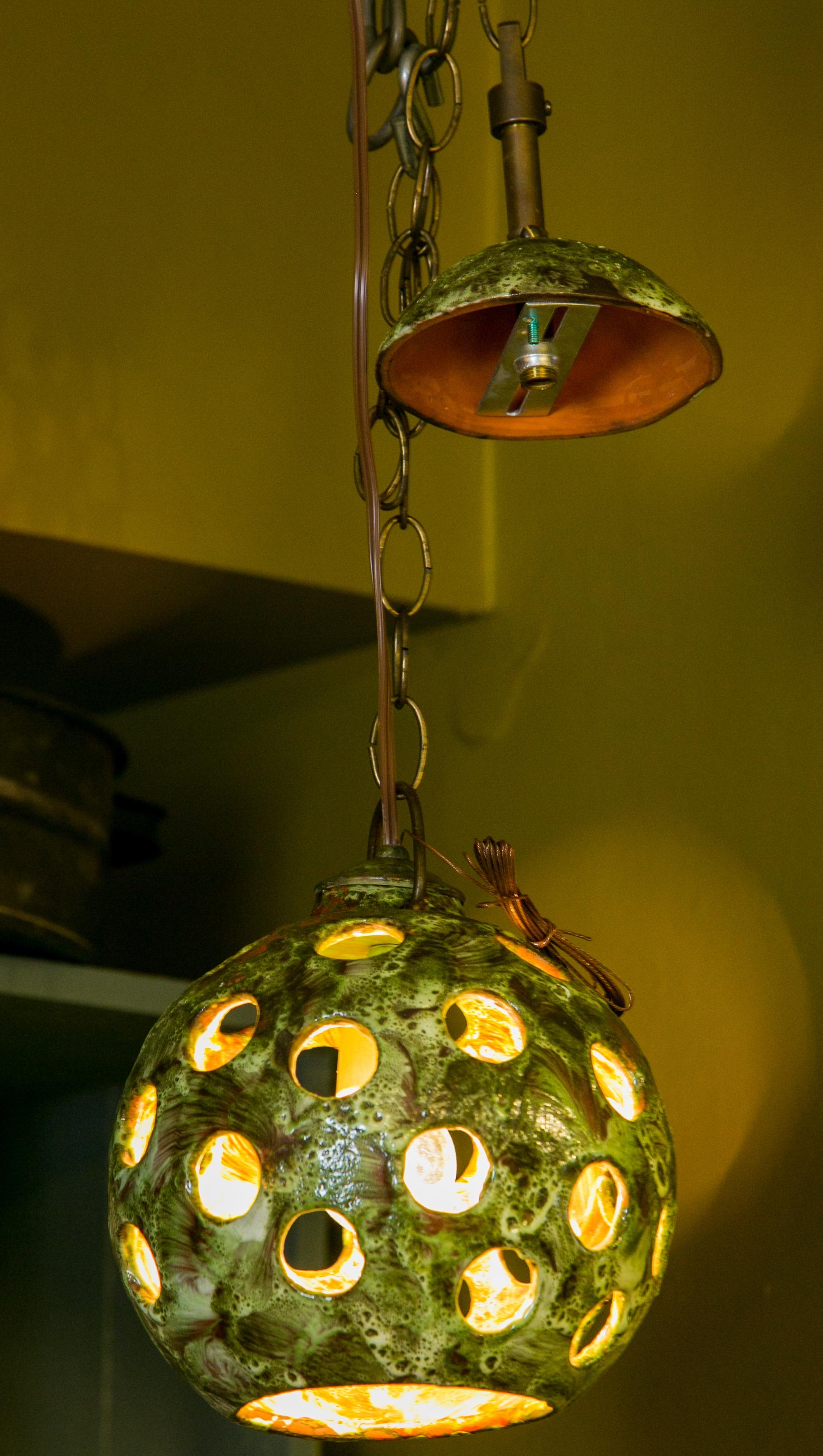 Hand-Crafted Mid-Century Stoneware Pendant Light