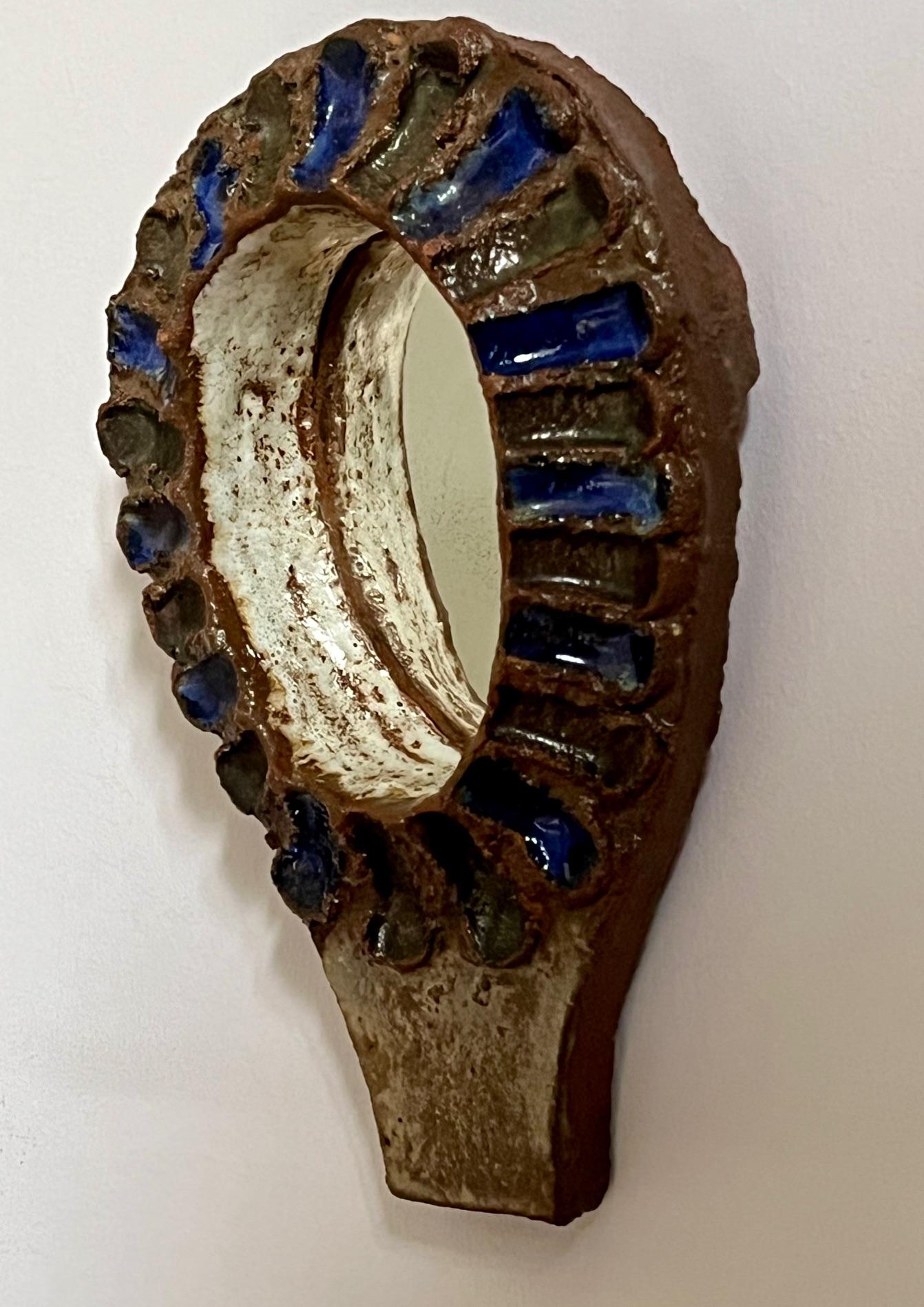 Metà XX secolo Specchio in gres di Les Argonautes, Vallauris 1960 in vendita