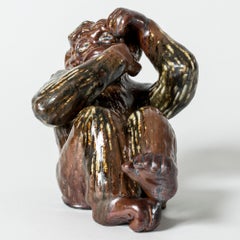 Stoneware Monkey Figurine by Gunnar Nylund, Sweden, 1940s