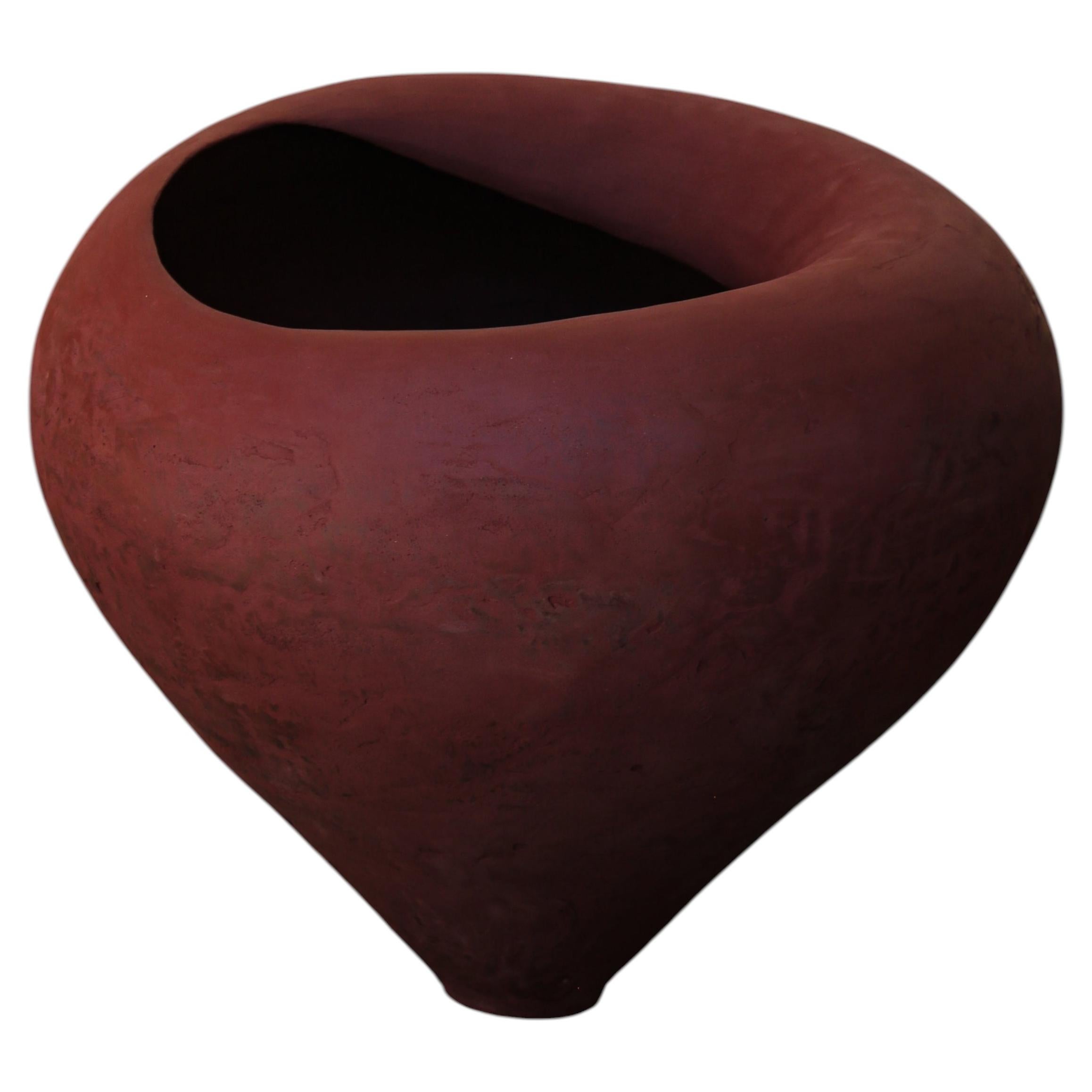 Ruby Red Stoneware Sculptural Olima Sculpture by Munier