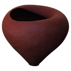 Ruby Red Stoneware Sculptural Olima Sculpture by Munier