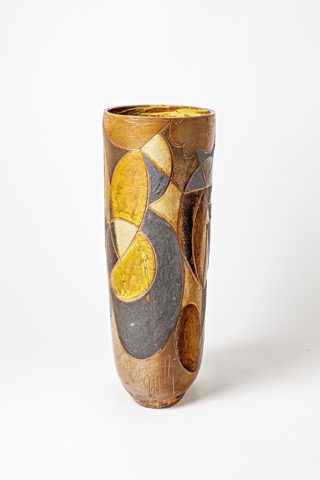 Ovale Vase aus Steingut von Georges Martin, ca. 1970-1980. (Keramik) im Angebot