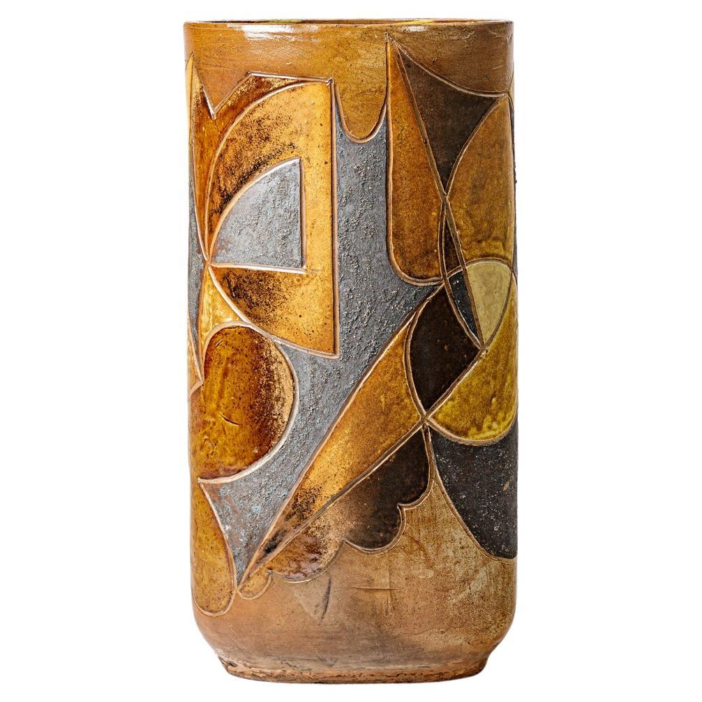 Vase ovale en grès de Georges Martin, vers 1970-1980.