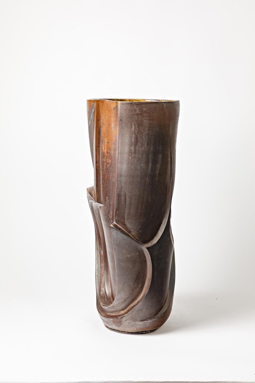Vase ovoïde en grès à décor abstrait de Georges Martin, vers 1970-1980 Excellent état - En vente à Saint-Ouen, FR