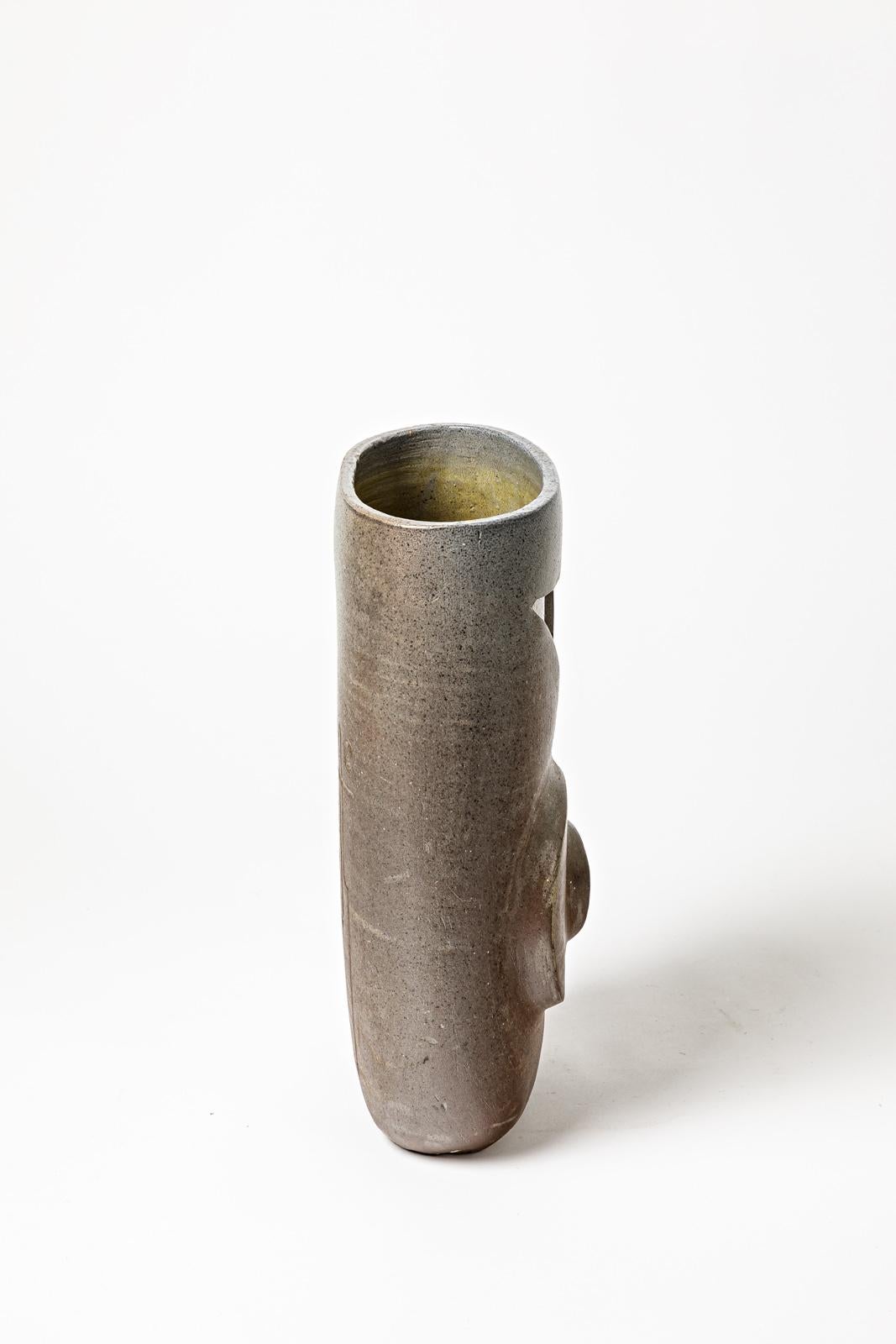 Fin du 20e siècle Vase ovoïde en grès à décor abstrait de Georges Martin, vers 1970-1980 en vente