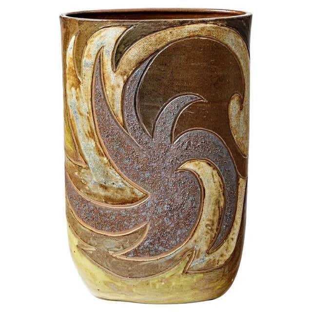 Stoneware ovoid vase with abstract decoration by Georges Martin, circa ...