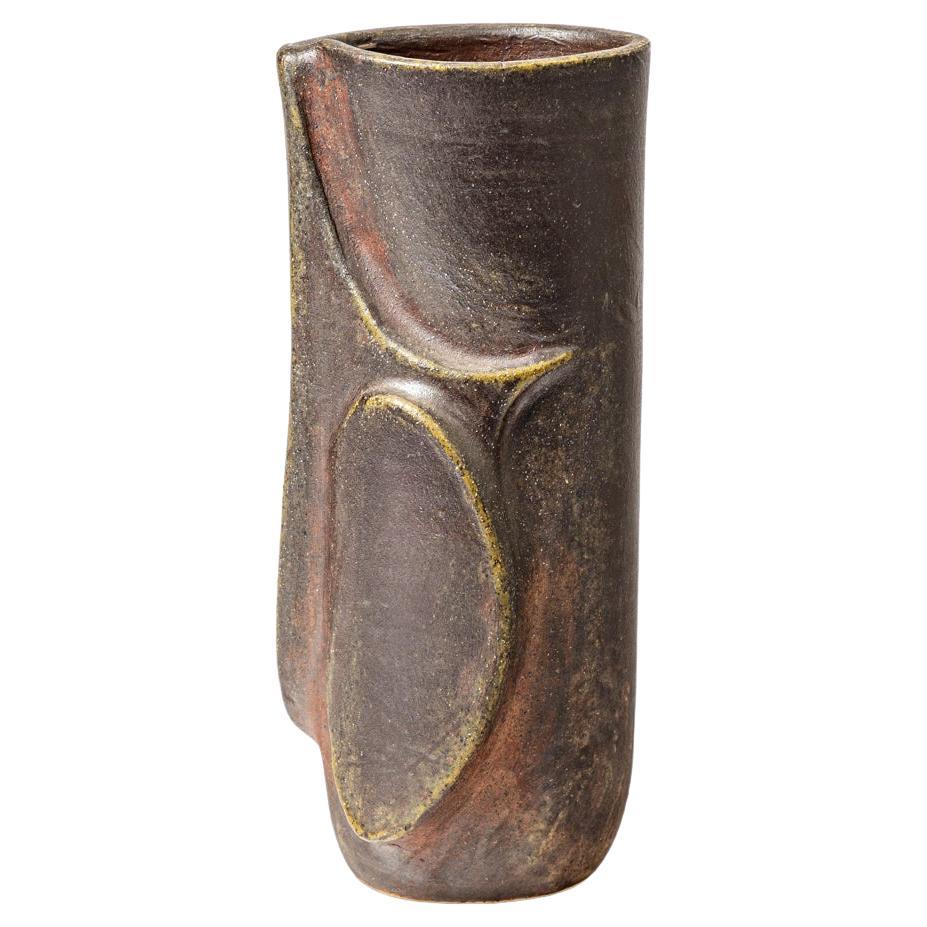Eiförmige Vase aus Steingut mit abstraktem Dekor von Georges Martin, um 1970-1980
