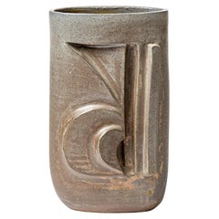 Stoneware ovoid vase with abstract decoration by Georges Martin, circa 1970-1980