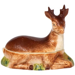Vintage Stoneware Pate Dish and Cover Modelled as a Deer, France circa 1970