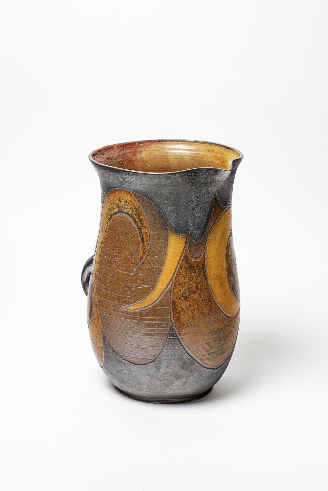 Beaux Arts Stoneware pitcher by Georges Martin, circa 1970-1980. For Sale