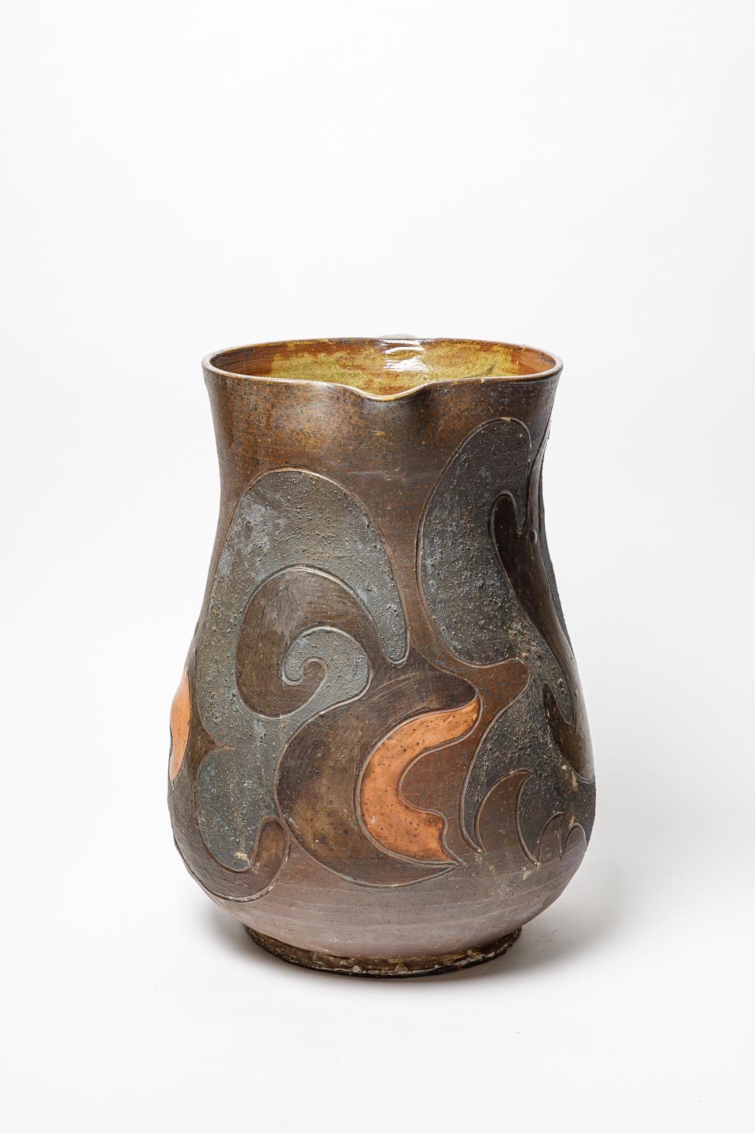 Beaux-Arts Vase-pichet en grès de Georges Martin, vers 1970-1980. en vente