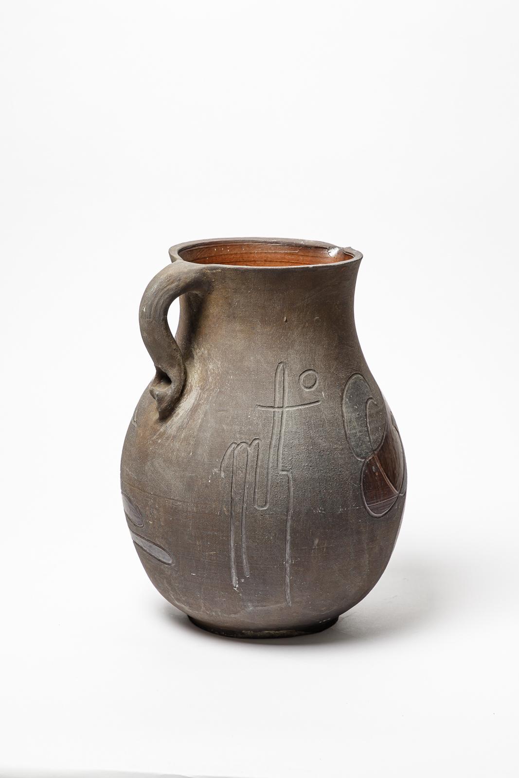 Jarrón-jarra de gres de Georges Martin, hacia 1970-1980. Francés en venta