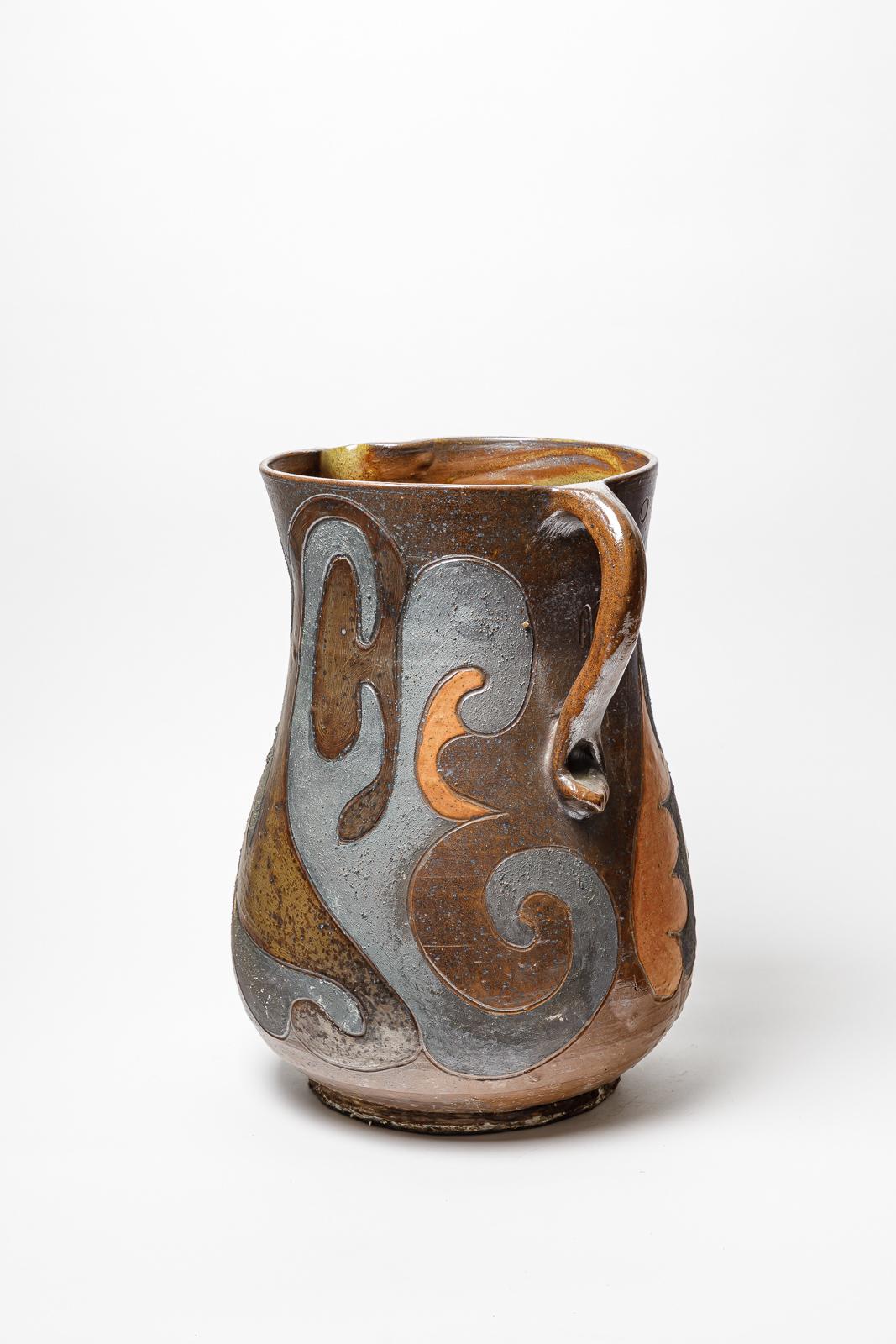 Français Vase-pichet en grès de Georges Martin, vers 1970-1980. en vente