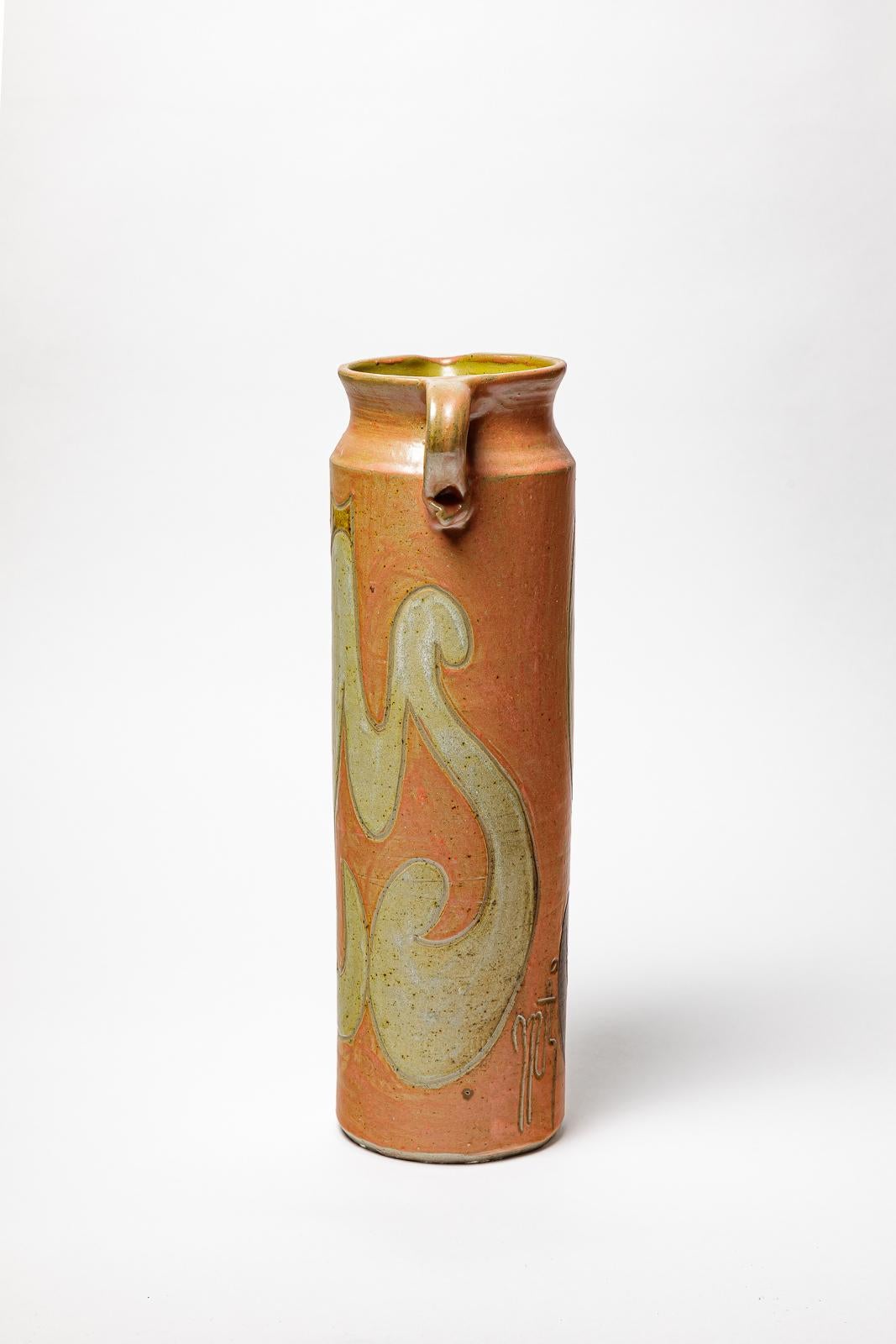 Steingutkrug von Georges Martin, ca. 1970-1980. (Ende des 20. Jahrhunderts) im Angebot
