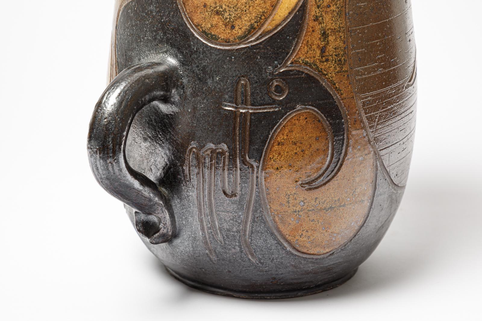 Late 20th Century Stoneware pitcher by Georges Martin, circa 1970-1980. For Sale