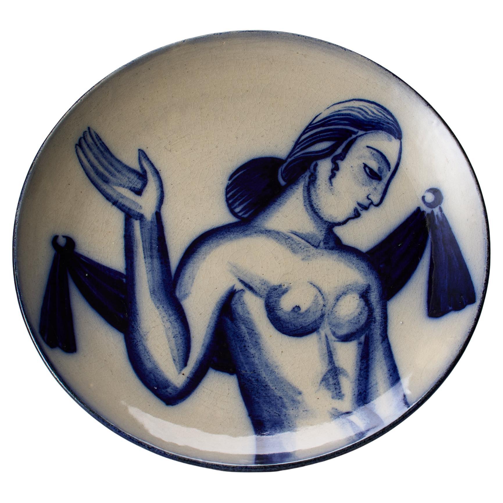 Stoneware Plate Designed by Tyra Lundgren for Rörstrand For Sale