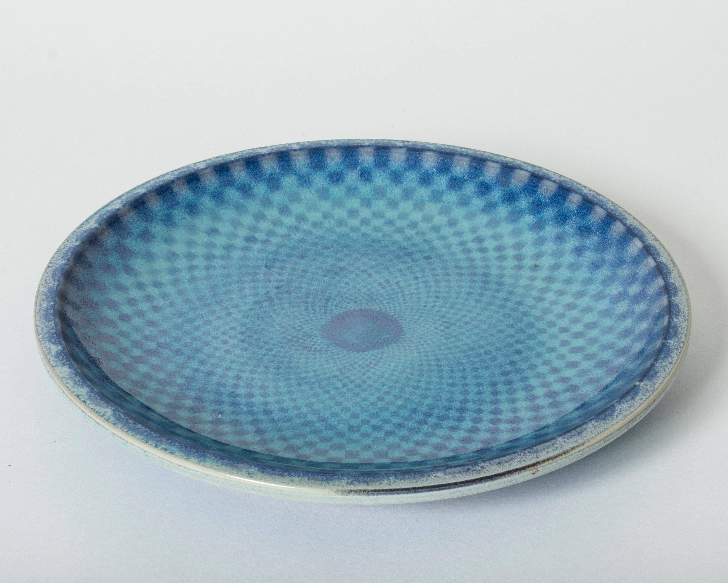 Scandinavian Modern Stoneware Platter by Berndt Friberg, Gustavsberg, Sweden, 1960s For Sale