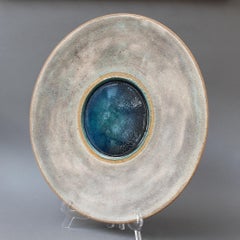Stoneware Platter with Molten Glass Centre by Bruno Gambone, Italy circa 1980s