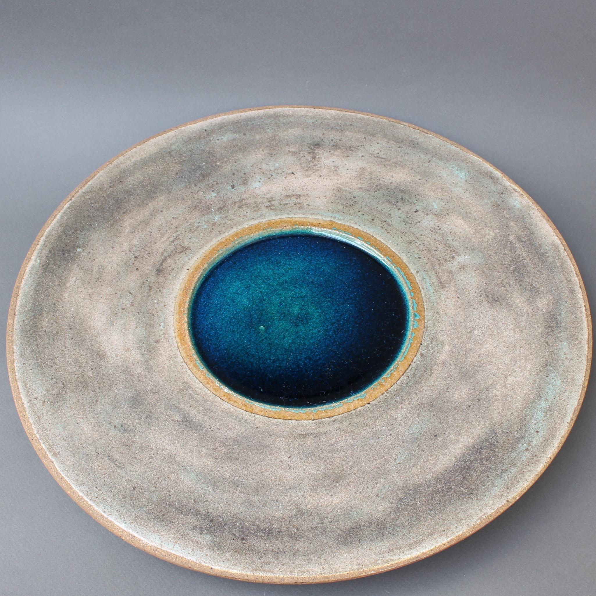 Stoneware Platter with Molten Glass Centre by Bruno Gambone, Italy circa 1980s 4