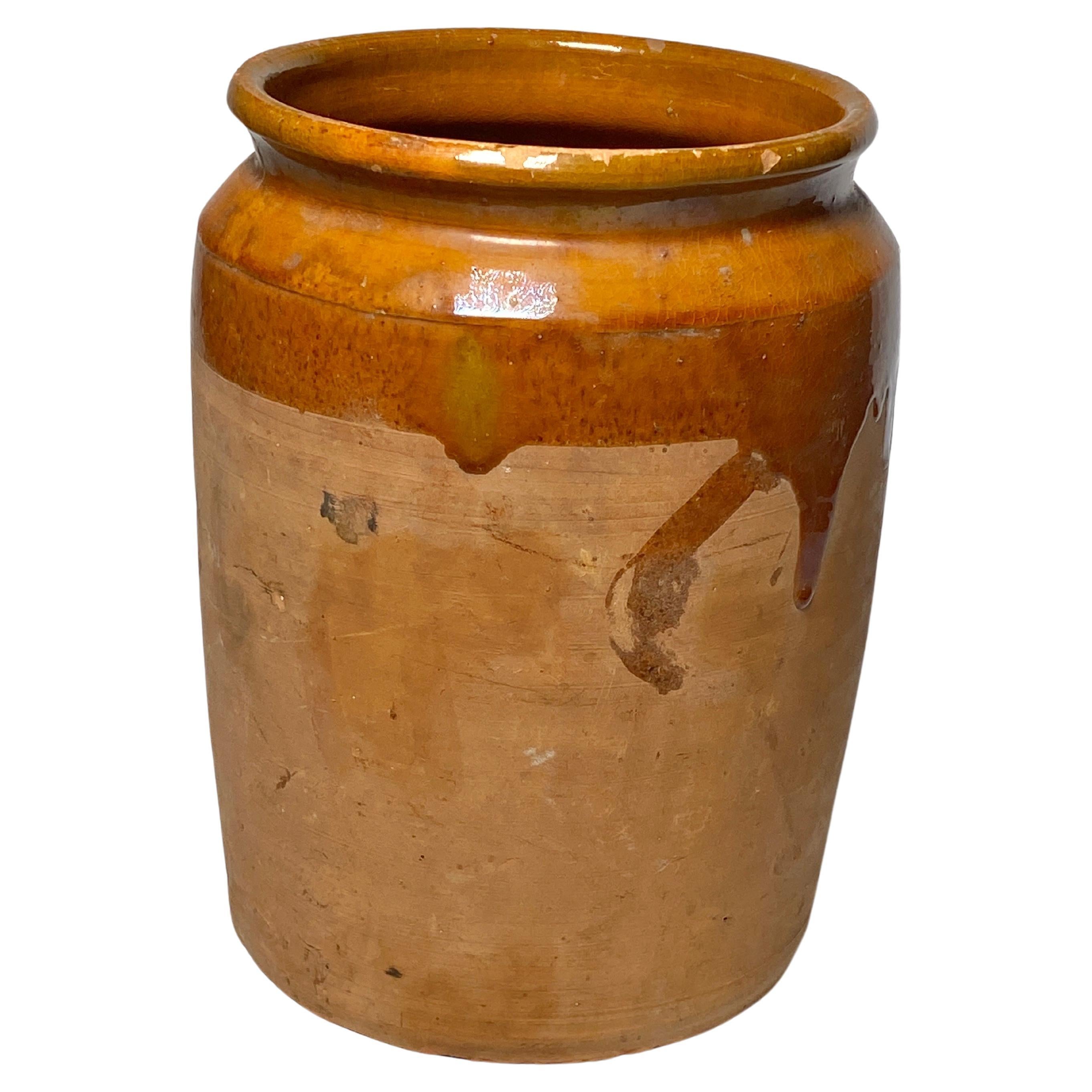 Pot en grès, couleur marron, bicolore, nuances brunes, France, 1960