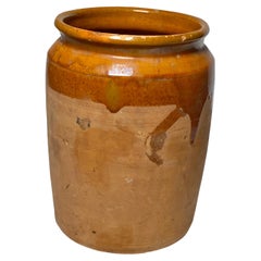 Pot en grès, couleur marron, bicolore, nuances brunes, France, 1960