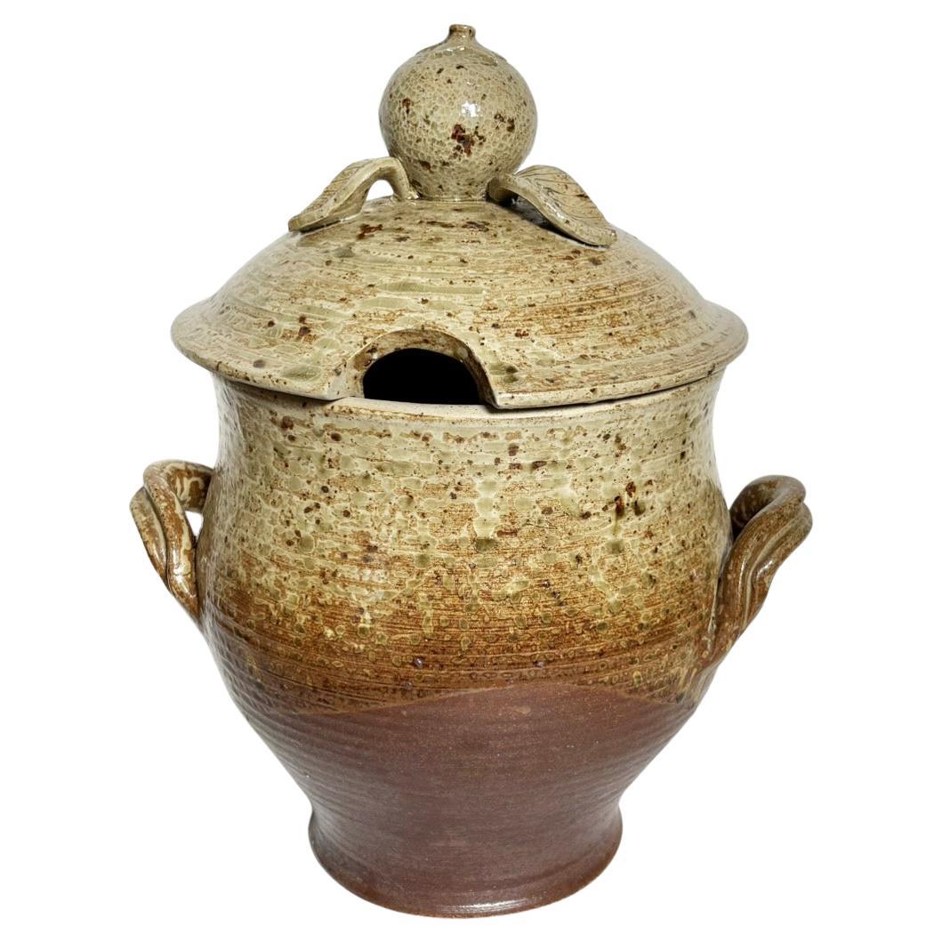 Stoneware pot, France, 1960, Bodiny signed For Sale