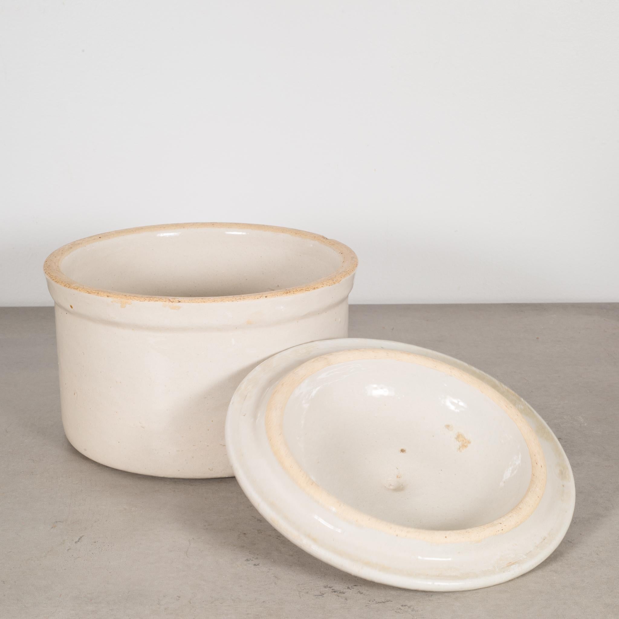 20th Century Stoneware Pottery Crock with Lid, circa 1980