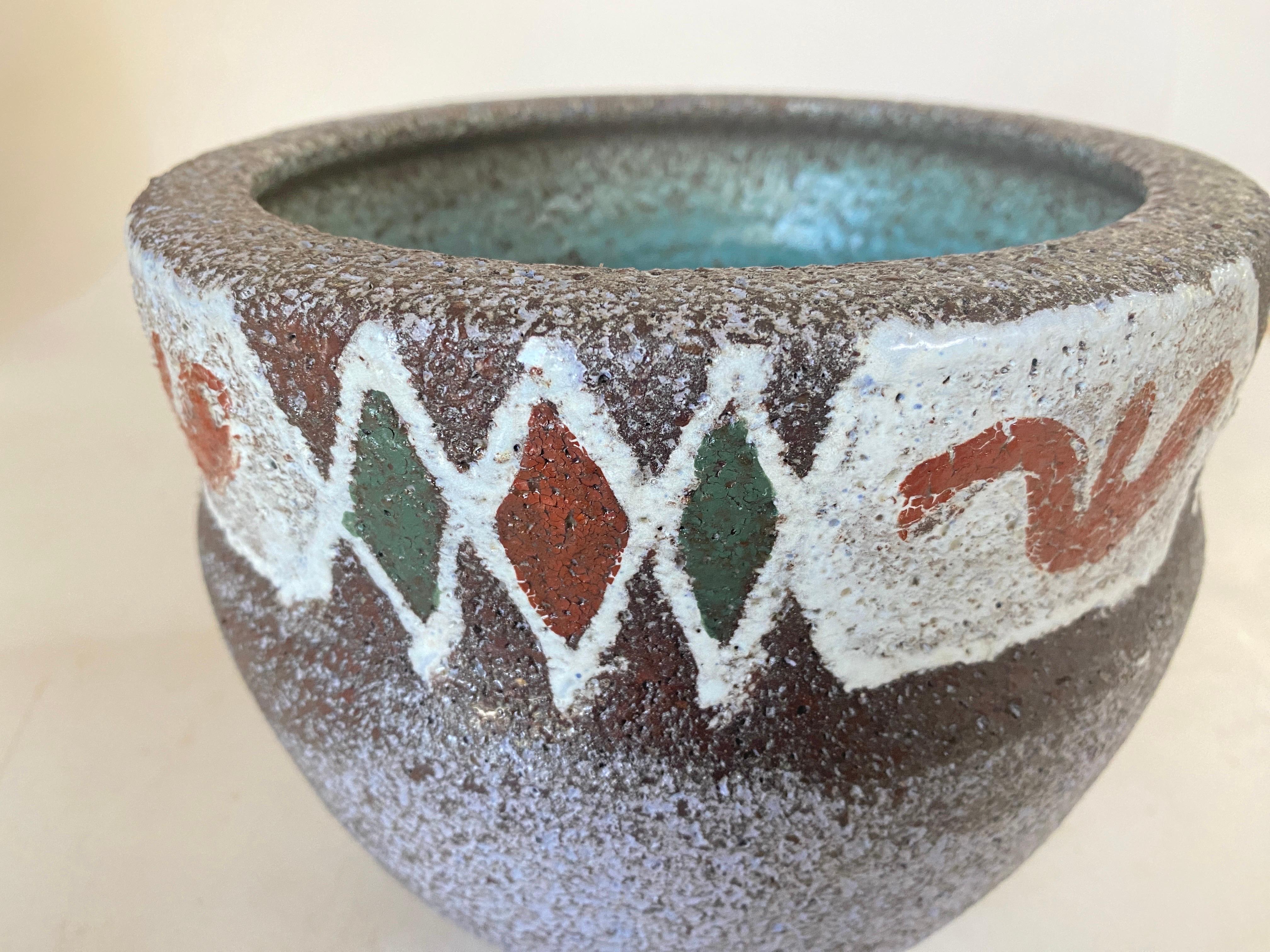 Rustikaler Steingut-Keramiktopf oder Vase mit erstaunlicher Glasur, 20. Jahrhundert im Angebot 1