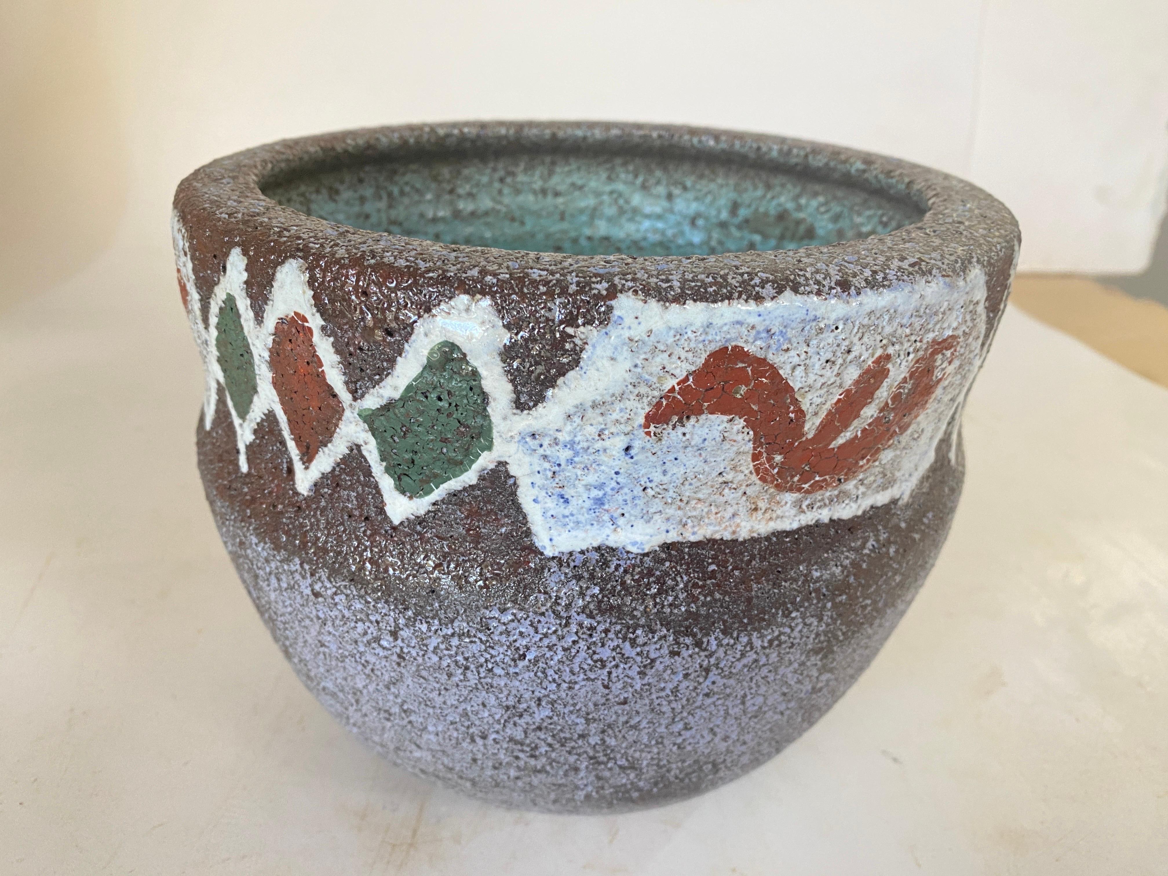 Rustikaler Steingut-Keramiktopf oder Vase mit erstaunlicher Glasur, 20. Jahrhundert im Angebot 2