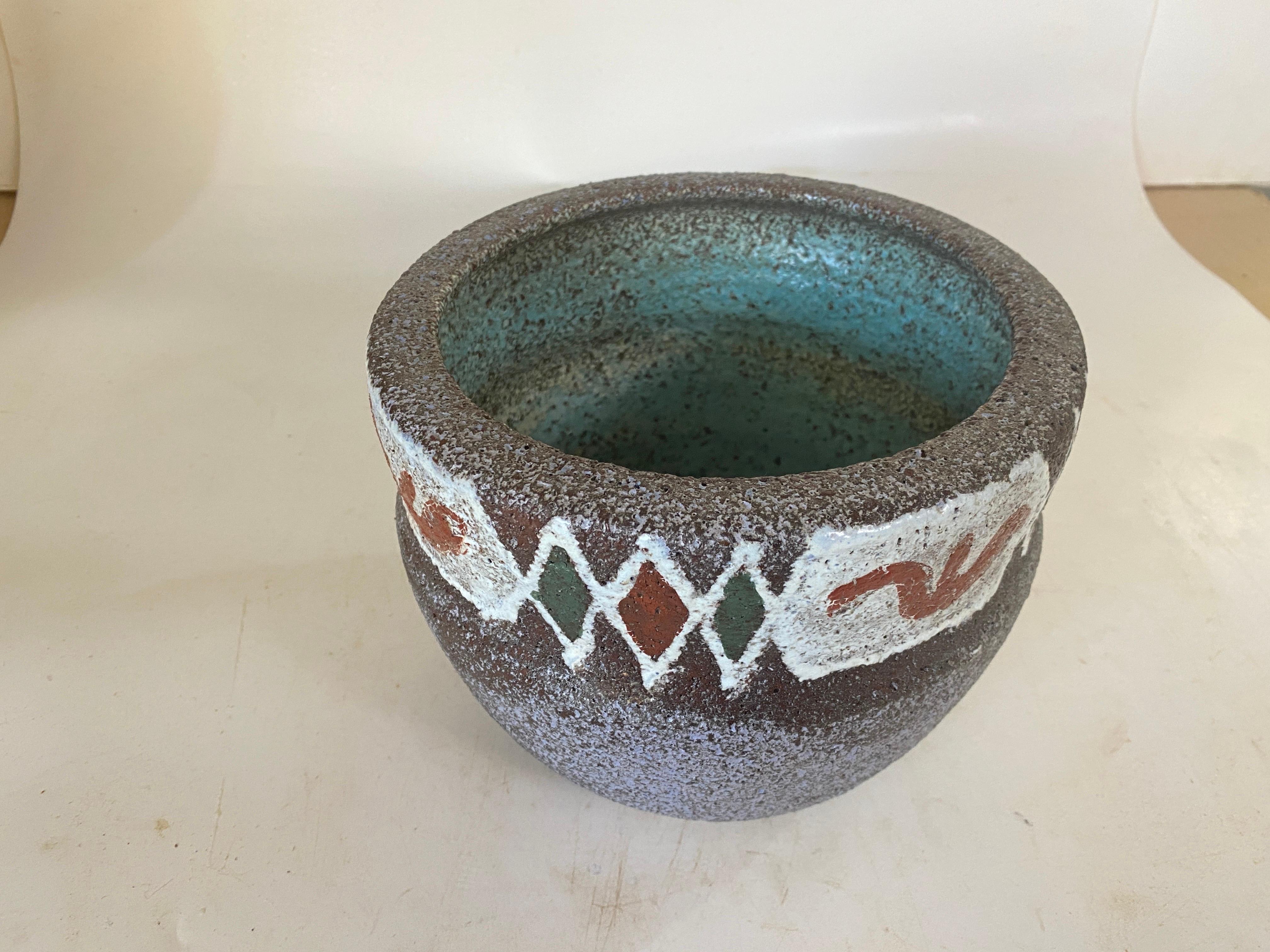 Rustikaler Steingut-Keramiktopf oder Vase mit erstaunlicher Glasur, 20. Jahrhundert im Angebot 3