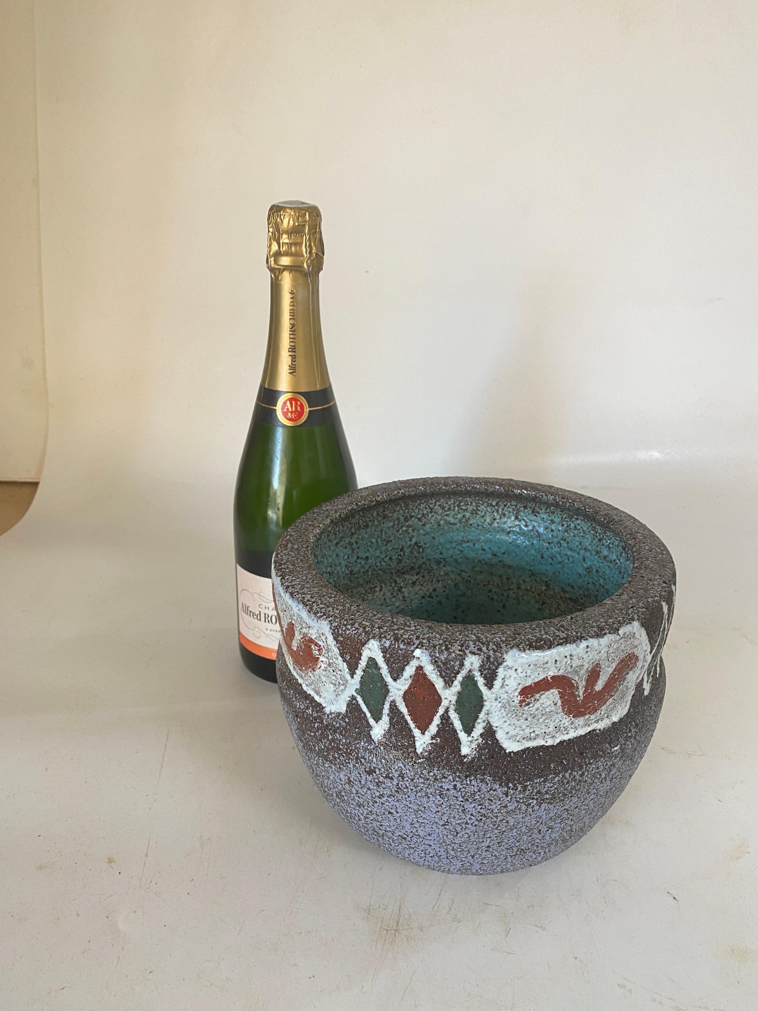 Rustikaler Steingut-Keramiktopf oder Vase mit erstaunlicher Glasur, 20. Jahrhundert im Angebot 4