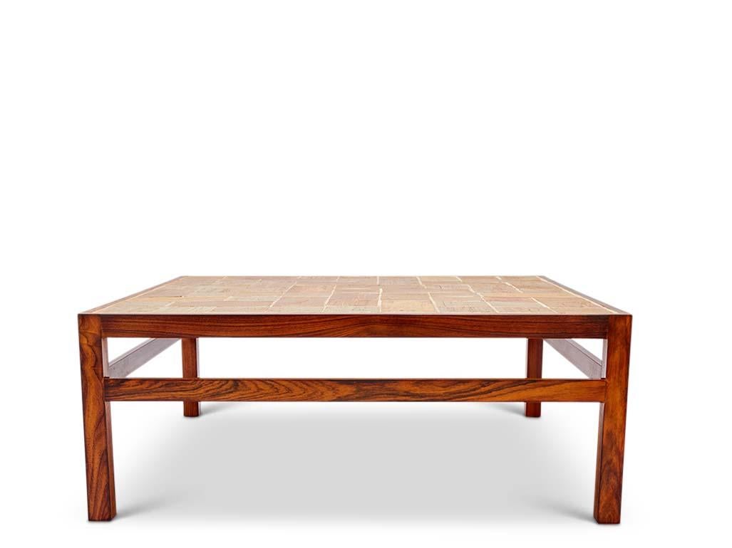 Mid-Century Modern Stoneware & Rosewood Coffee Table by Tue Poulsen For Sale
