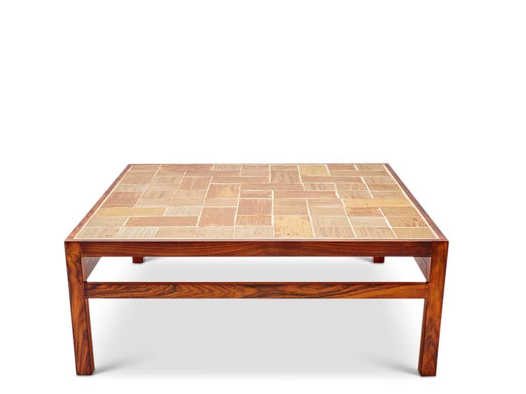 Danish Stoneware & Rosewood Coffee Table by Tue Poulsen For Sale