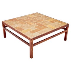 Vintage Stoneware & Rosewood Coffee Table by Tue Poulsen