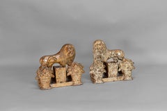 Stoneware Salt-glaze Ornamental Lion Spill Holders