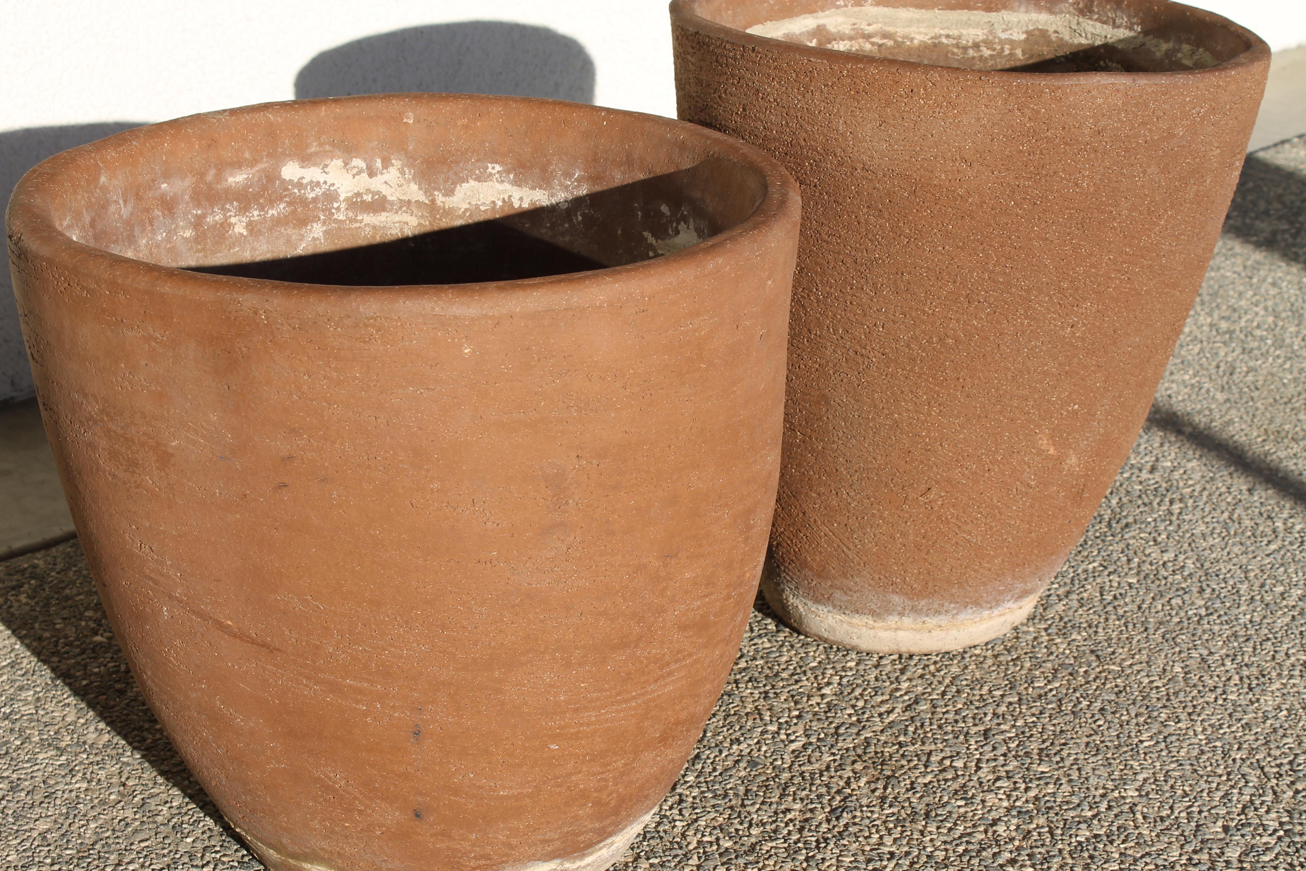 Mid-Century Modern Stoneware Scrape Planters by Stan Bitters for Hans Sumpf