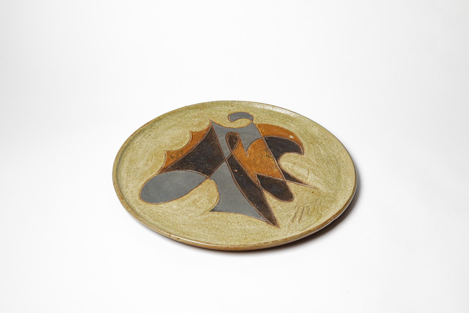 Plato escultórico de gres de Georges Martin, hacia 1970-1980. Bellas artes en venta