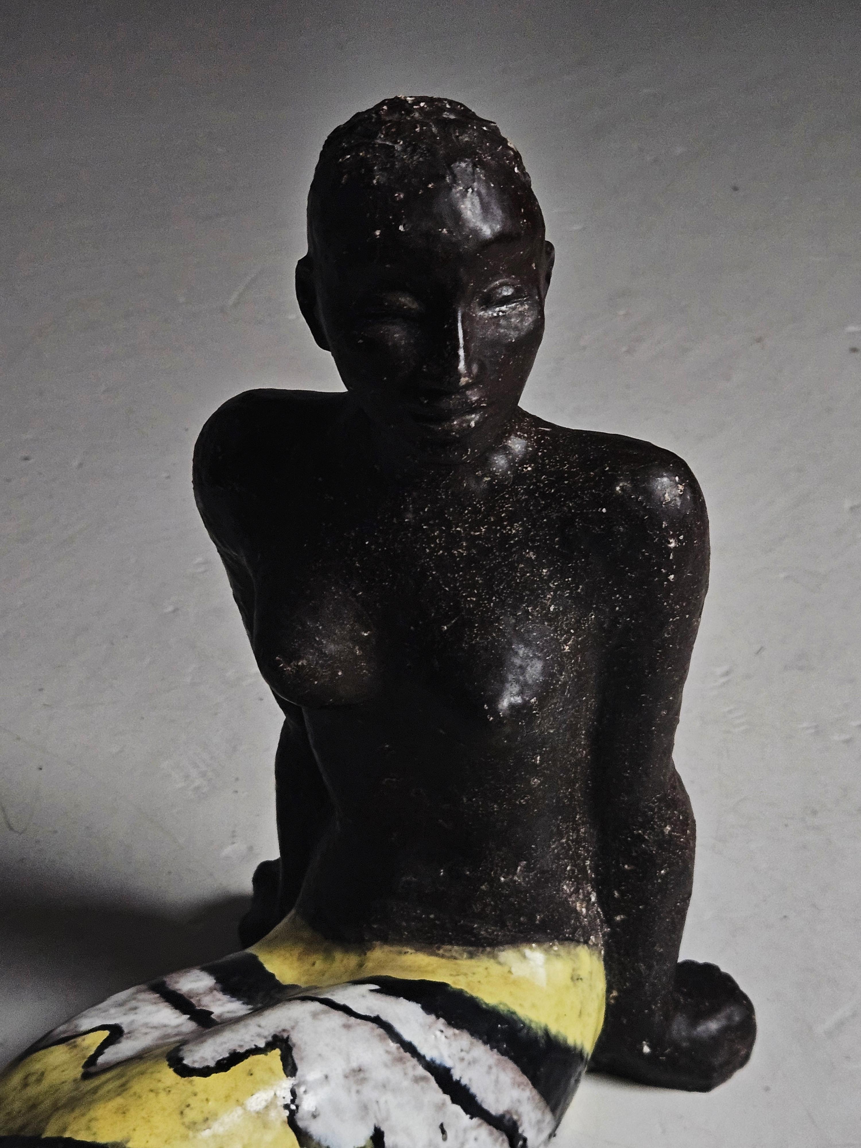 Scandinave moderne Sculpture en grès de Vicke Lindstrand pour Upsala Ekeby, Suède, années 1950 en vente