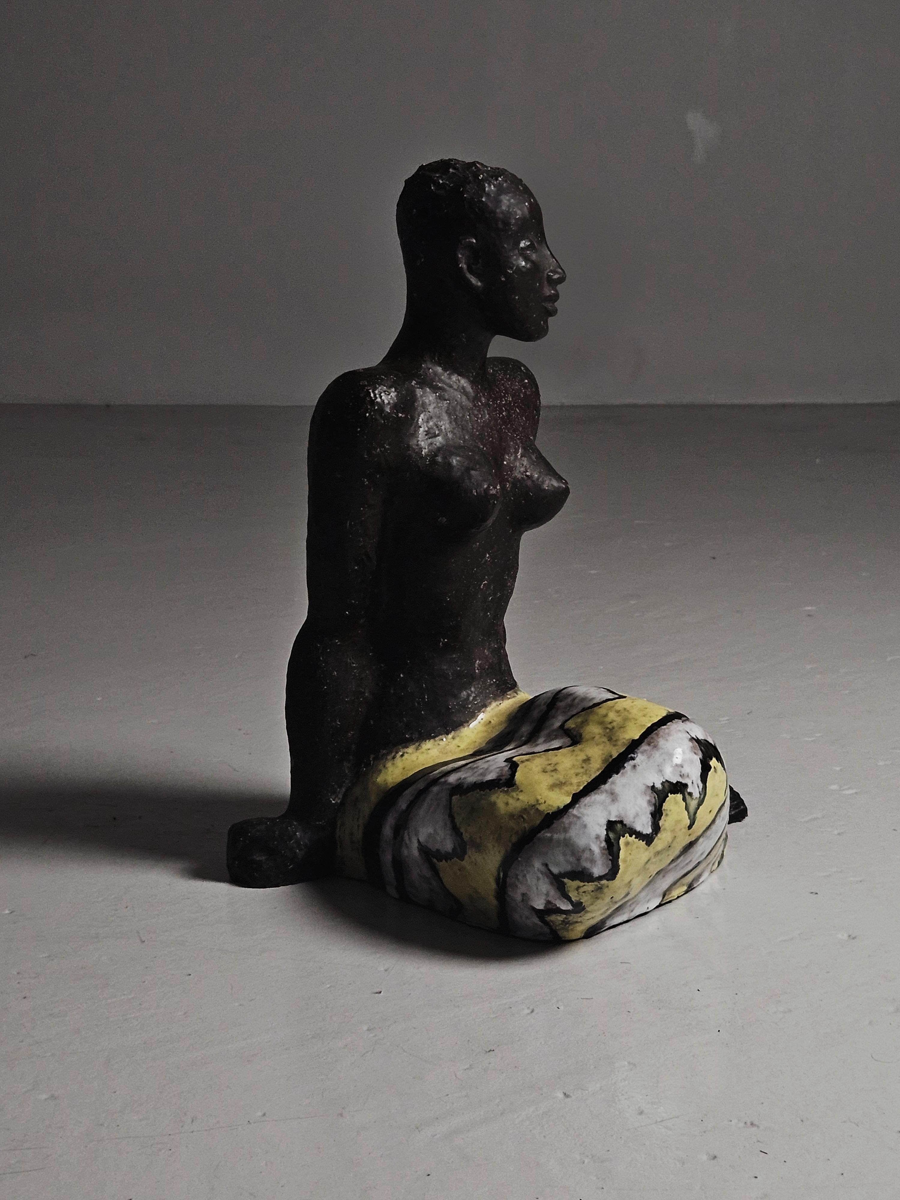 Suédois Sculpture en grès de Vicke Lindstrand pour Upsala Ekeby, Suède, années 1950 en vente