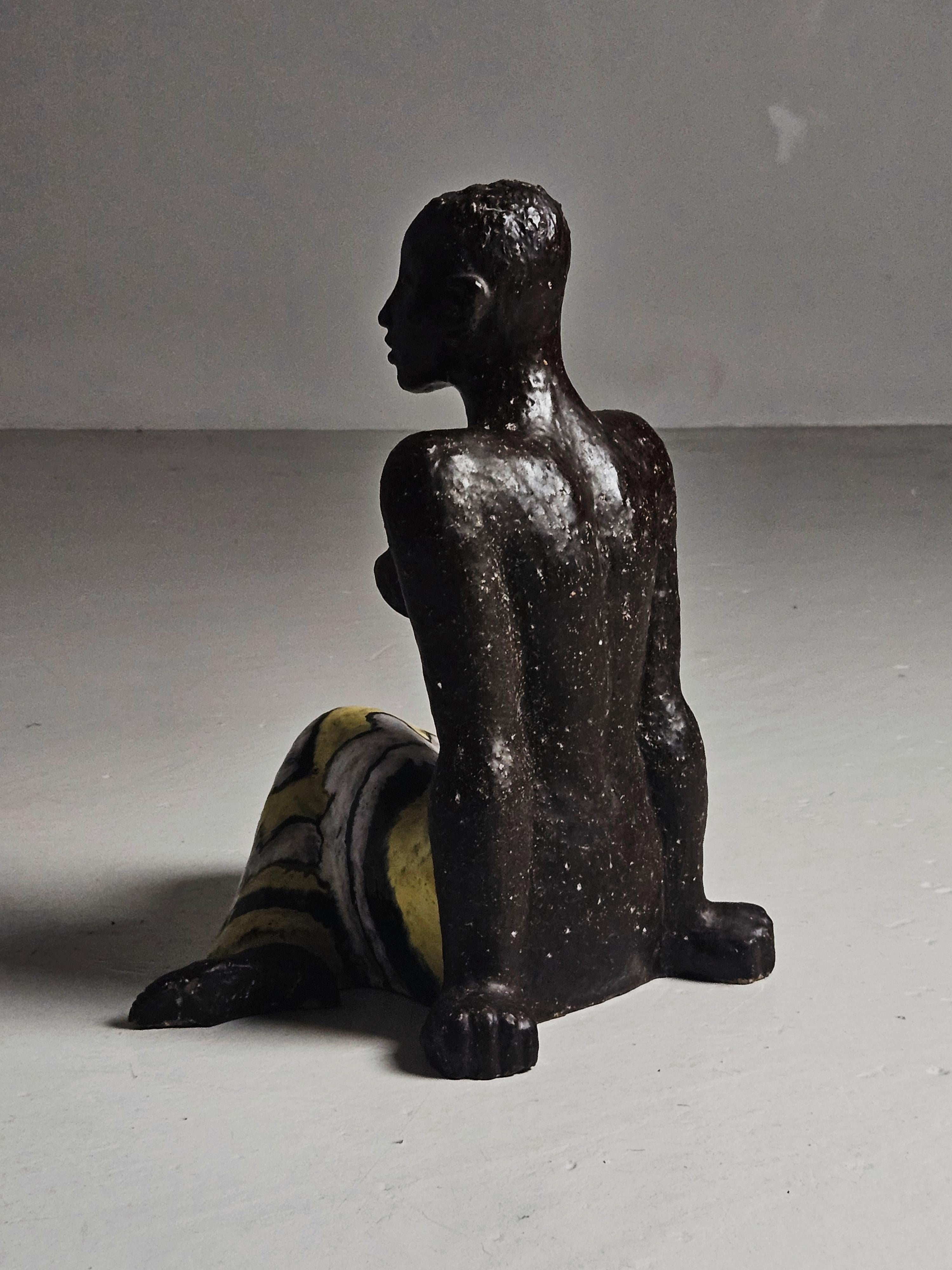 Sculpture en grès de Vicke Lindstrand pour Upsala Ekeby, Suède, années 1950 Bon état - En vente à Eskilstuna, SE