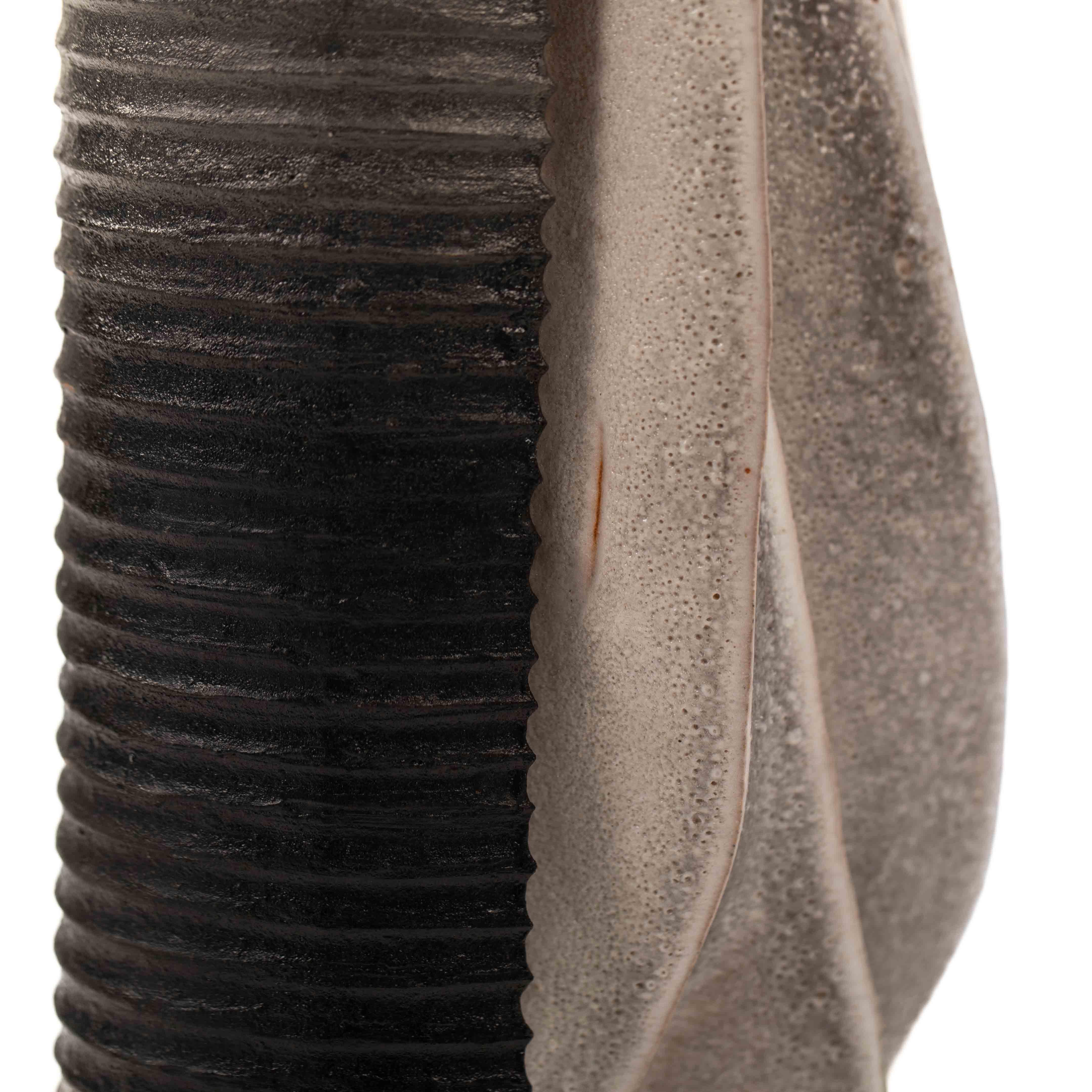 Scultura in gres su base d'acciaio con smaltatura in grigio-bianco-nero, firmata ZAULI in vendita 10