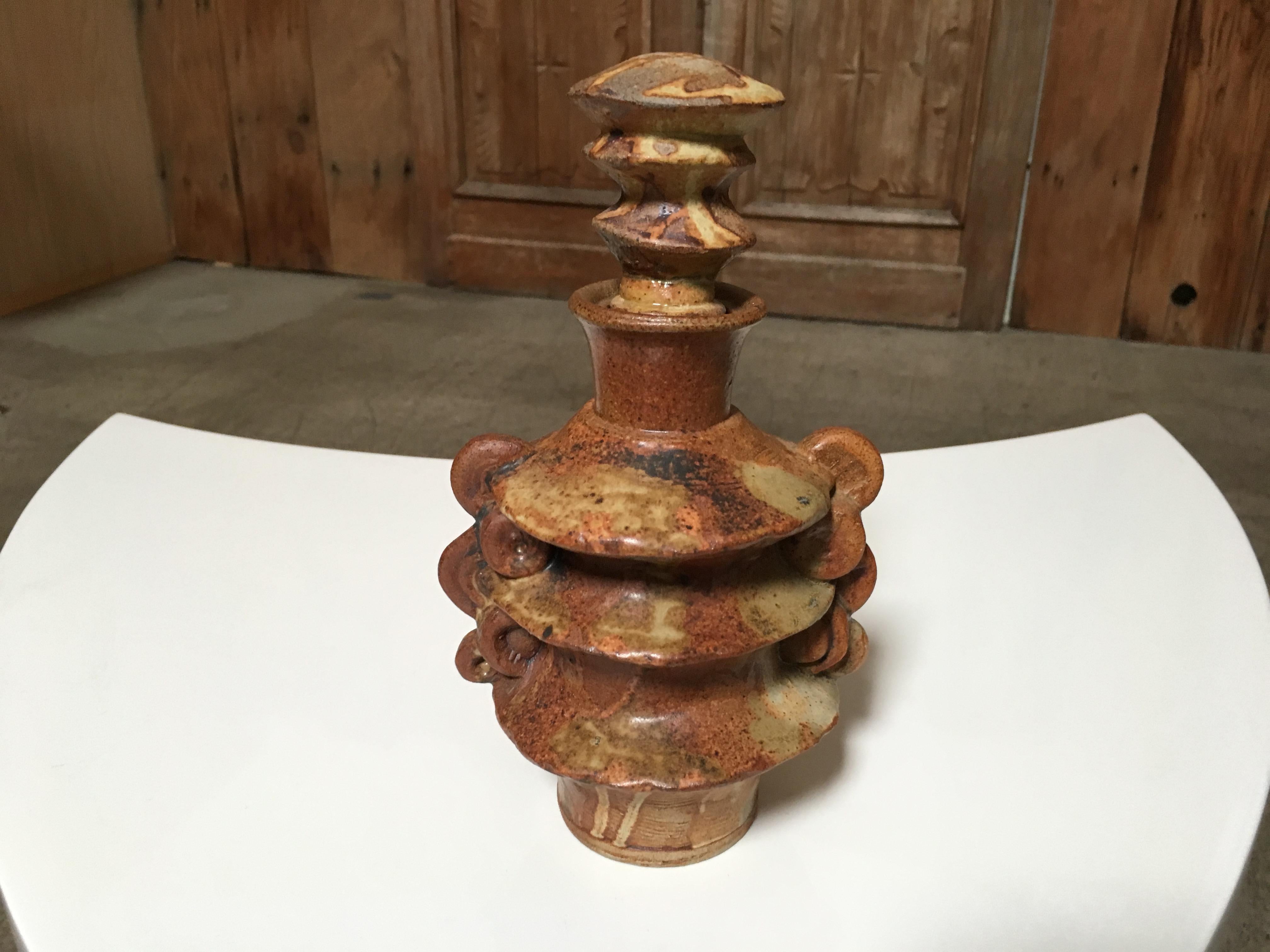 Stoneware Stacked Bottle by Bernard Rooke For Sale 3