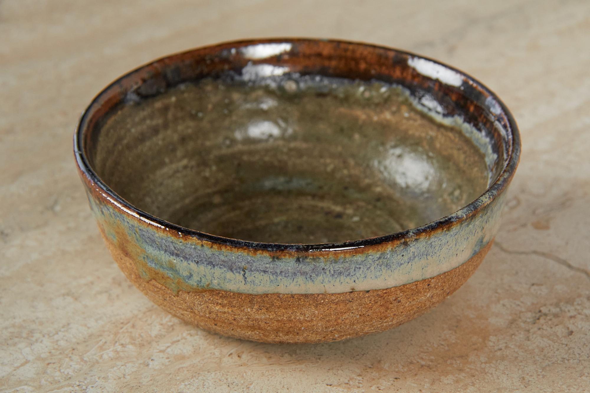 Stoneware Studio Ceramic Bowl with Glaze In Excellent Condition In Los Angeles, CA