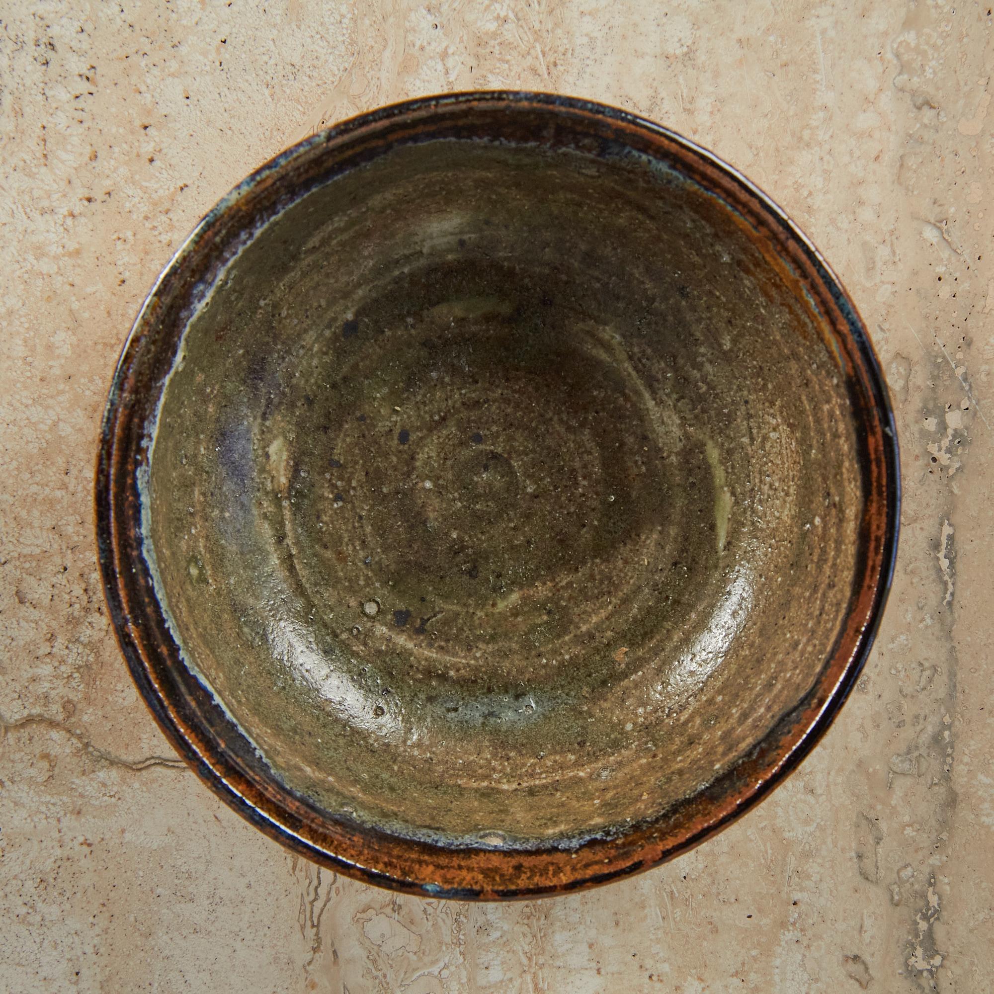 20th Century Stoneware Studio Ceramic Bowl with Glaze